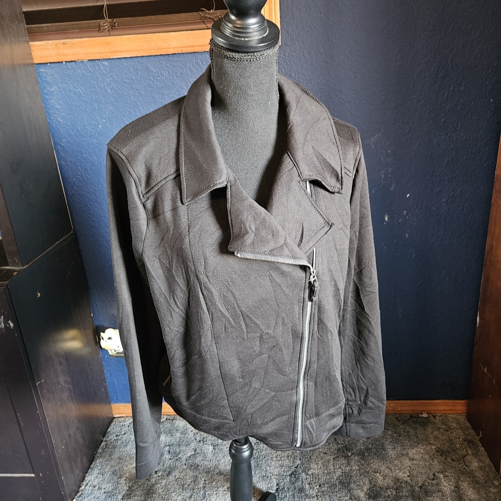 Max Studio Black Asymmetrical Zip Jacket womens size xl